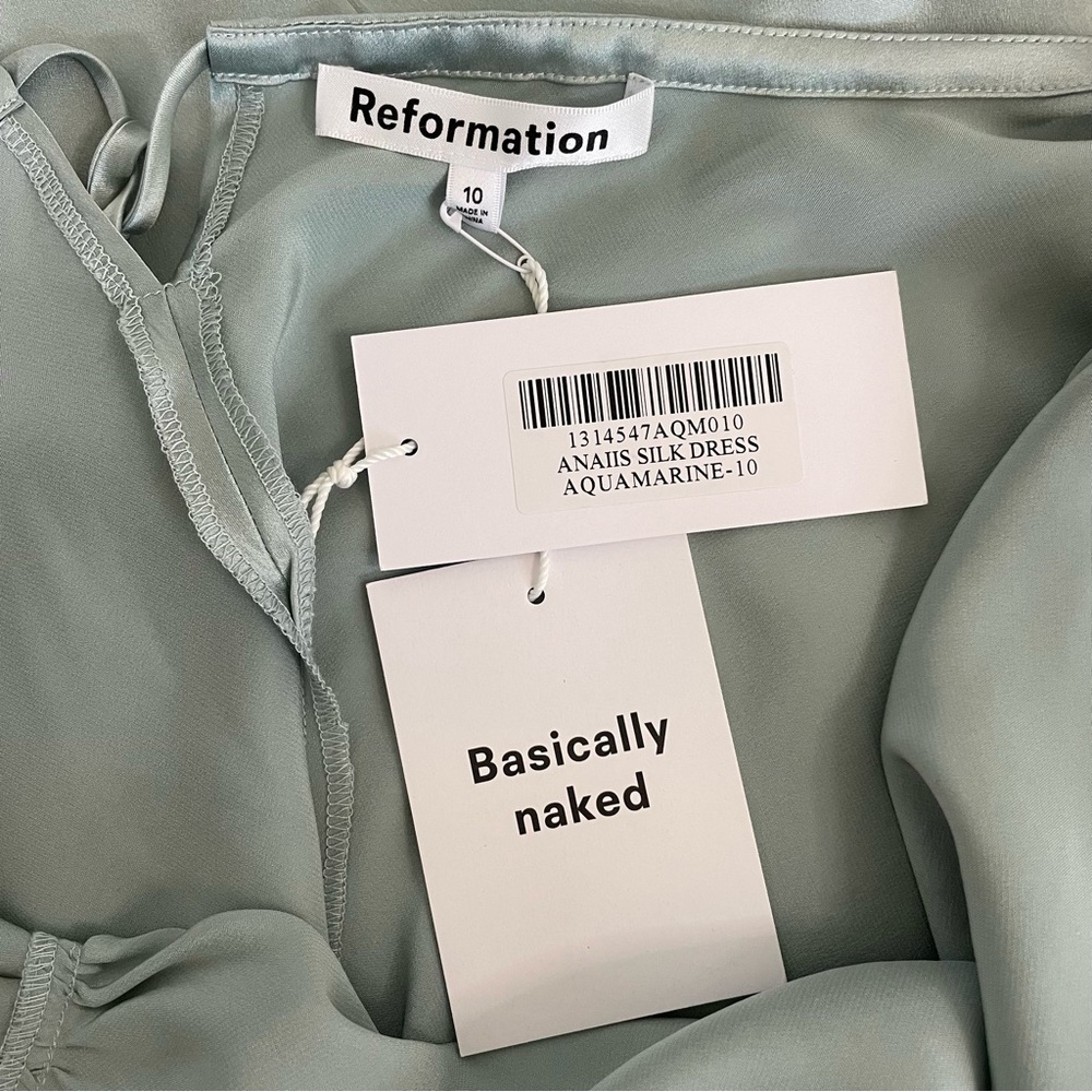 Reformation Anaiis Silk Dress in Aquamarine - Picture 10 of 11